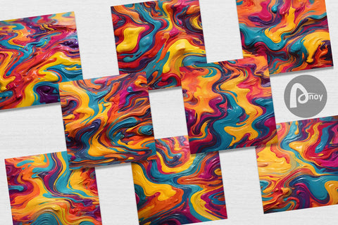 Digital Paper Liquid Multicolor Digital Pattern artnoy 