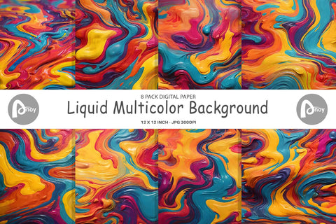 Digital Paper Liquid Multicolor Digital Pattern artnoy 