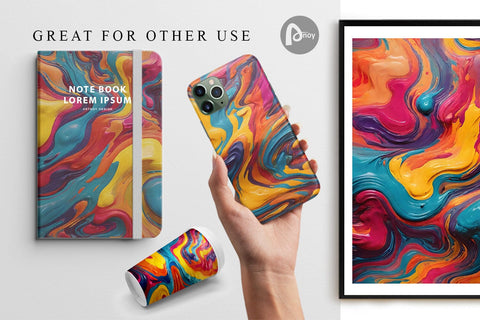 Digital Paper Liquid Multicolor Digital Pattern artnoy 