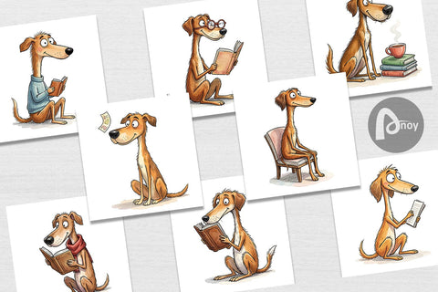 Digital Paper Literary Loungers Dog Watercolor Digital Pattern artnoy 