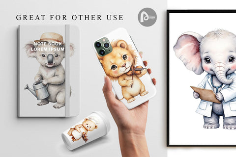 Digital Paper Little Animal Jobs Digital Pattern artnoy 