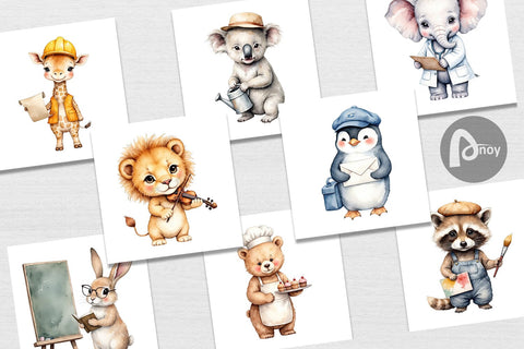 Digital Paper Little Animal Jobs Digital Pattern artnoy 