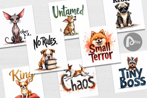 Digital Paper Little Tyrant Canine Watercolor Quotes Digital Pattern artnoy 