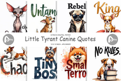 Digital Paper Little Tyrant Canine Watercolor Quotes Digital Pattern artnoy 