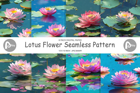 Digital Paper Lotus Flower Pattern Digital Pattern artnoy 