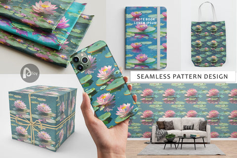 Digital Paper Lotus Flower Pattern Digital Pattern artnoy 