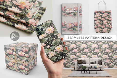 Digital Paper Lotus Pattern Digital Pattern artnoy 