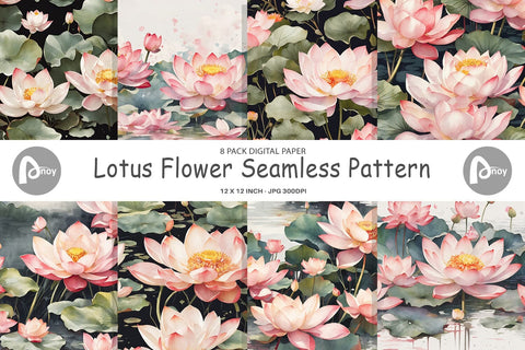 Digital Paper Lotus Pattern Digital Pattern artnoy 