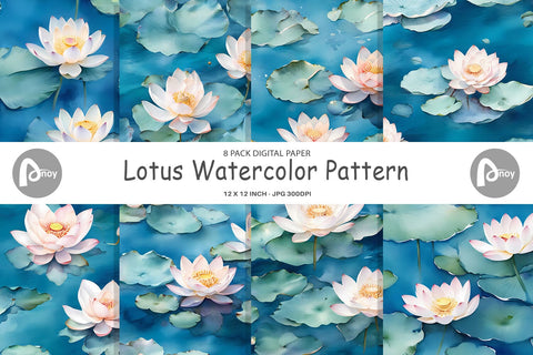 Digital Paper Lotus Watercolor Pattern Digital Pattern artnoy 