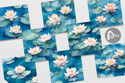 Digital Paper Lotus Watercolor Pattern Digital Pattern artnoy 