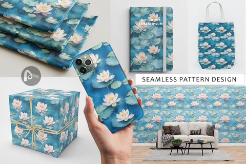 Digital Paper Lotus Watercolor Pattern Digital Pattern artnoy 