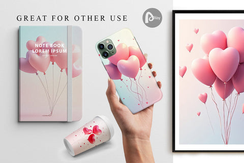 Digital Paper Love Balloon Digital Pattern artnoy 