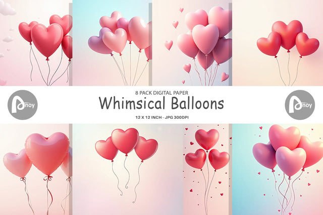 Digital Paper Love Balloon Digital Pattern artnoy 