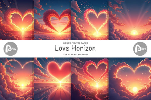 Digital Paper Love Horizon Digital Pattern artnoy 