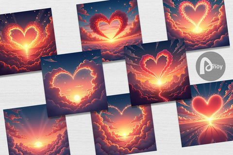 Digital Paper Love Horizon Digital Pattern artnoy 