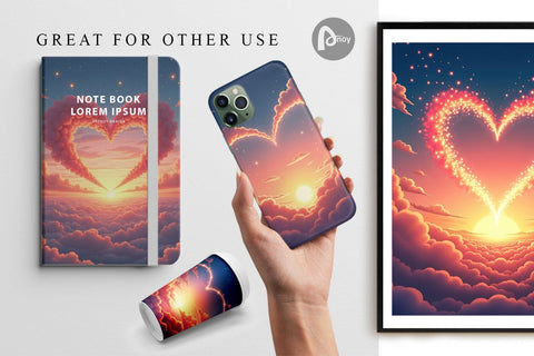 Digital Paper Love Horizon Digital Pattern artnoy 