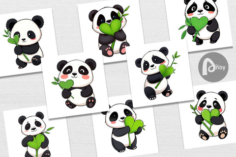 Digital Paper Love Panda Digital Pattern artnoy 