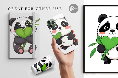 Digital Paper Love Panda Digital Pattern artnoy 