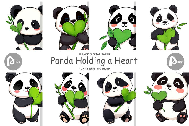 Digital Paper Love Panda Digital Pattern artnoy 