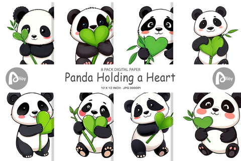Digital Paper Love Panda Digital Pattern artnoy 