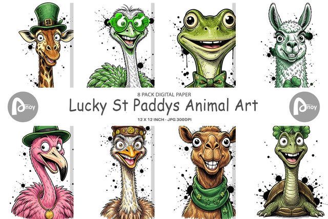 Digital Paper Lucky St Paddys Animal Art Sublimation artnoy 