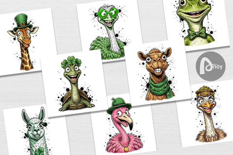 Digital Paper Lucky St Paddys Animal Art Sublimation artnoy 