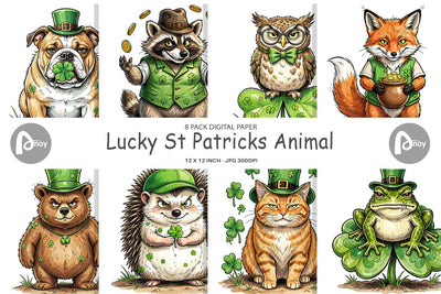 Digital Paper Lucky St Patricks Animal Digital Pattern artnoy 