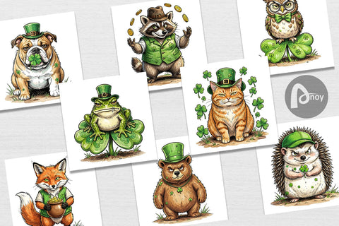 Digital Paper Lucky St Patricks Animal Digital Pattern artnoy 