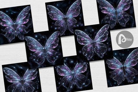 Digital Paper Luminous Butterfly Digital Pattern artnoy 