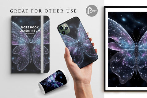 Digital Paper Luminous Butterfly Digital Pattern artnoy 