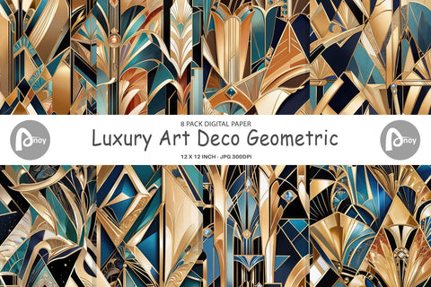Digital Paper Luxury Art Deco Geometric Digital Pattern artnoy 