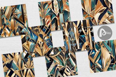 Digital Paper Luxury Art Deco Geometric Digital Pattern artnoy 