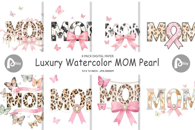 Digital Paper Luxury Watercolor MOM Pearl Digital Pattern artnoy 