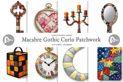 Digital Paper Macabre Gothic Curio Patchwork Digital Pattern artnoy 