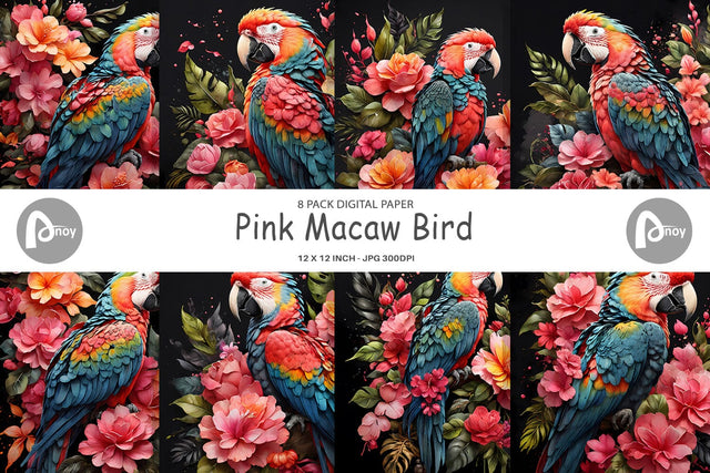 Digital Paper Macaw Bird Digital Pattern artnoy 