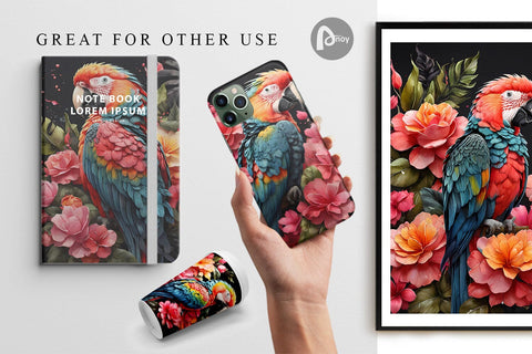 Digital Paper Macaw Bird Digital Pattern artnoy 