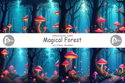 Digital Paper Magic Forest Digital Pattern artnoy 
