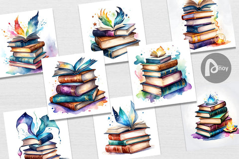 Digital Paper Magical Books Digital Pattern artnoy 