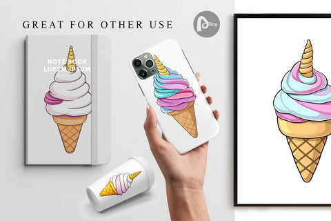 Digital Paper Magical Ice Cream Digital Pattern artnoy 