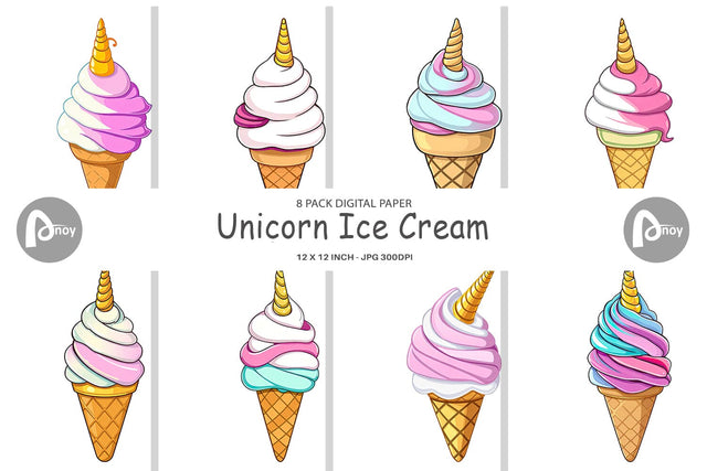 Digital Paper Magical Ice Cream Digital Pattern artnoy 