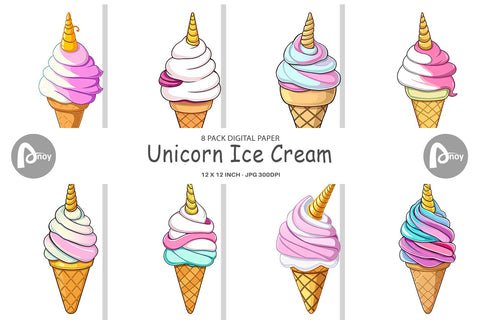 Digital Paper Magical Ice Cream Digital Pattern artnoy 