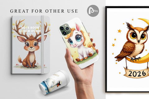 Digital Paper Magical Midnight Celebration 2026 Animals Digital Pattern artnoy 