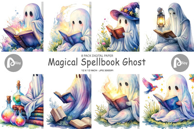 Digital Paper Magical Spellbook Ghost Sublimation artnoy 