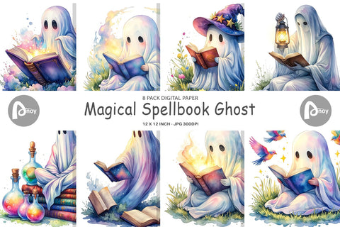 Digital Paper Magical Spellbook Ghost Sublimation artnoy 