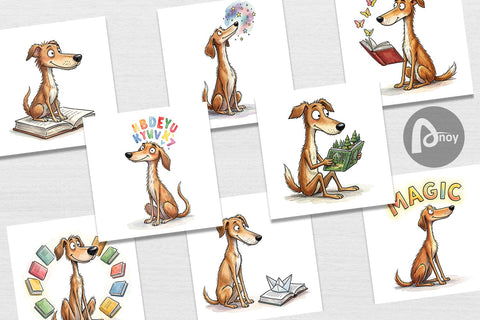 Digital Paper Magical Storytime Dog Watercolor Digital Pattern artnoy 