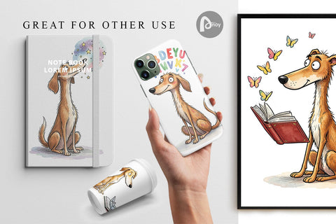 Digital Paper Magical Storytime Dog Watercolor Digital Pattern artnoy 