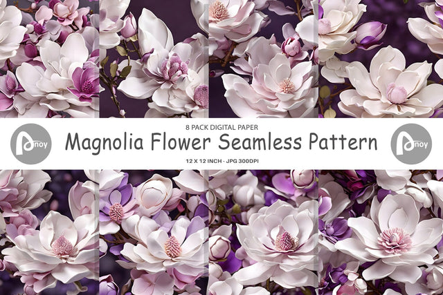 Digital Paper Magnolia Flower Pattern Digital Pattern artnoy 