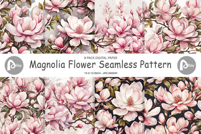 Digital Paper Magnolia Pattern Digital Pattern artnoy 