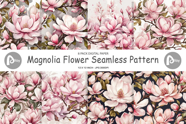 Digital Paper Magnolia Pattern Digital Pattern artnoy 