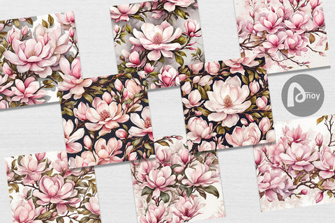 Digital Paper Magnolia Pattern Digital Pattern artnoy 